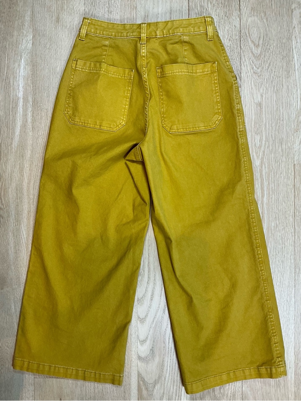 Universal Thread Wide Leg Capri Denim Pants Mustard Yellow Womens Size 2/26 - Picture 10 of 11